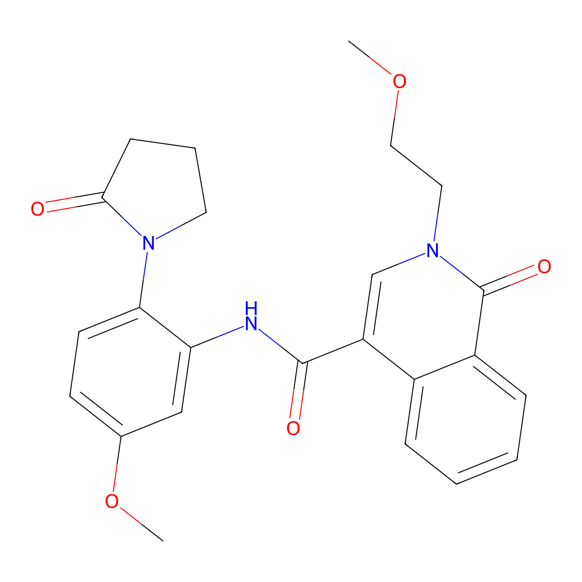 2-(2-methoxyethyl)-N-[5-methoxy-2-(2-oxopyrrolidin-1-yl)phenyl]-1-oxo-1,2-dihydroisoquinoline-4-carboxamide molecular structure, CAS 1401595-41-2