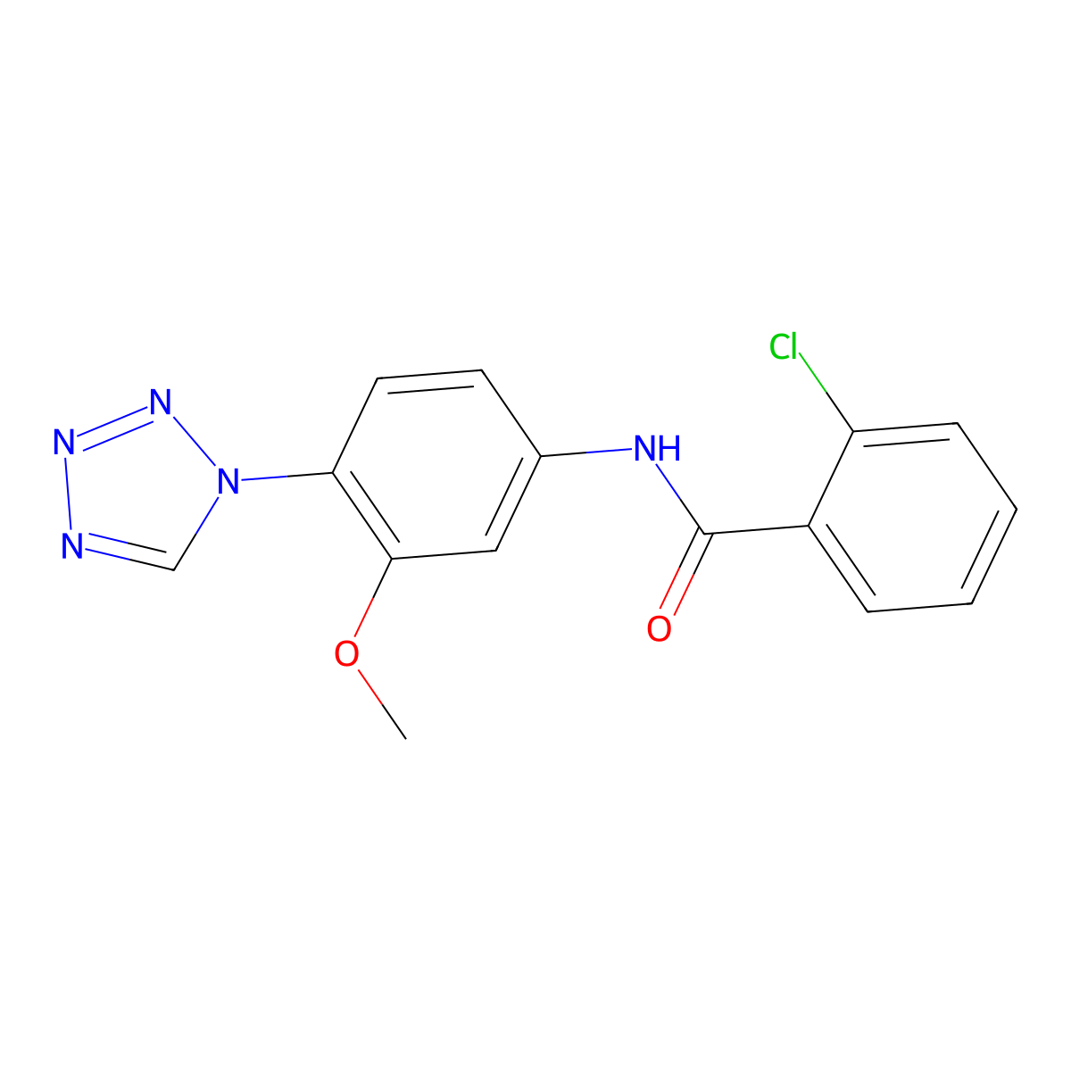 2-chloro-N-[3-methoxy-4-(1H-tetrazol-1-yl)phenyl]benzamide molecular structure, CAS 1401595-45-6