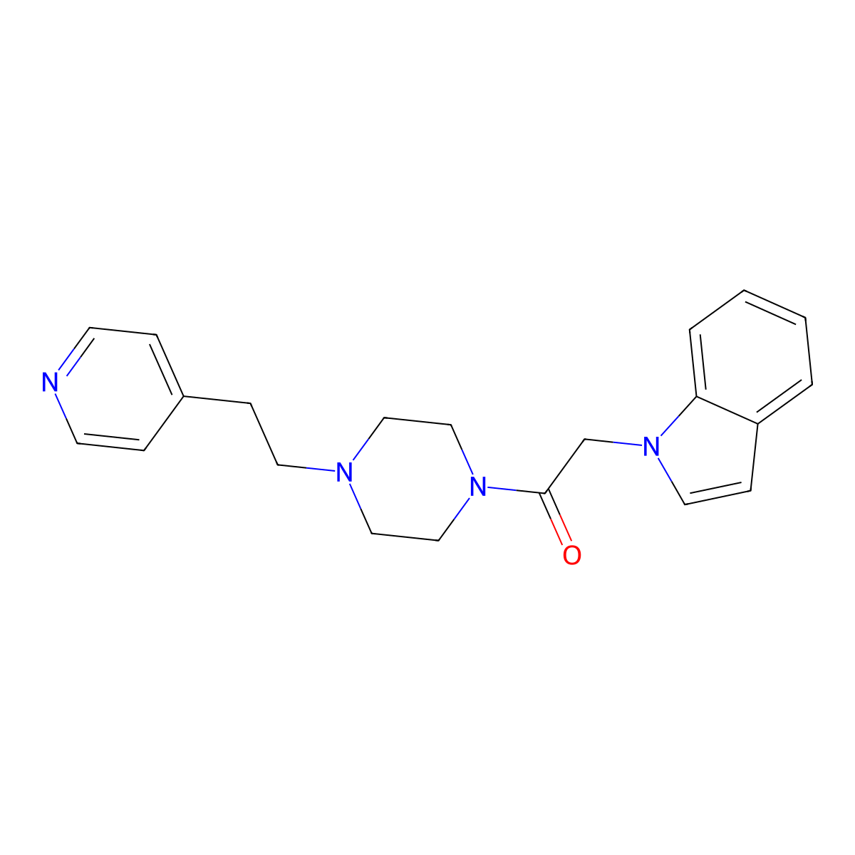 2-(1H-indol-1-yl)-1-{4-[2-(4-pyridyl)ethyl]piperazino}-1-ethanone molecular structure, CAS 1401595-73-0