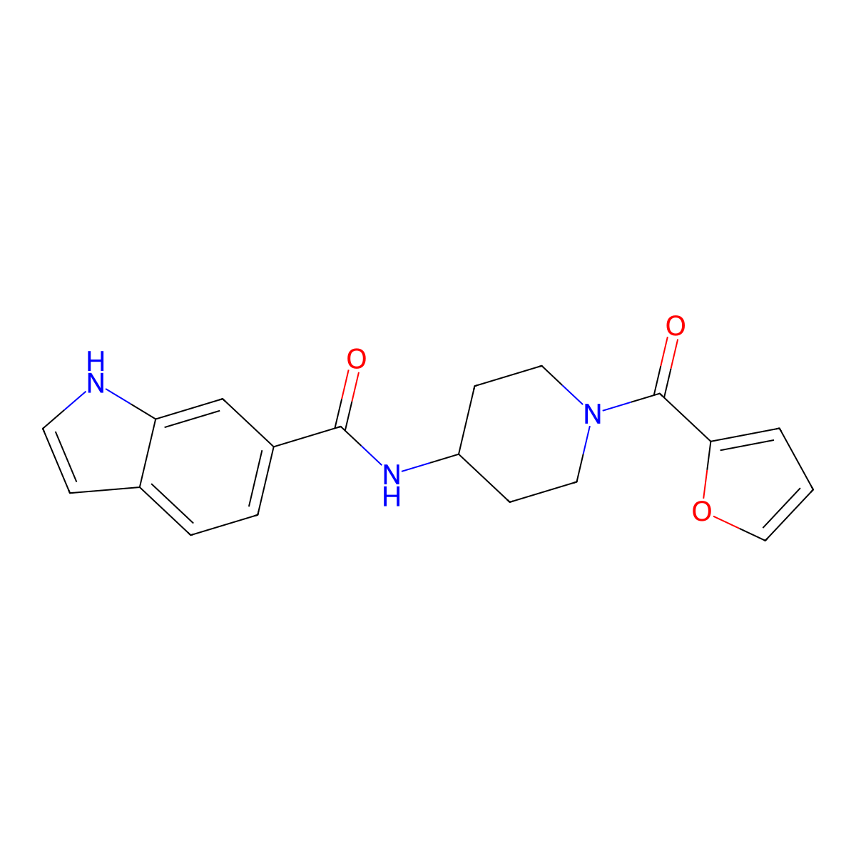 N-[1-(furan-2-ylcarbonyl)piperidin-4-yl]-1H-indole-6-carboxamide molecular structure, CAS 1401595-88-7