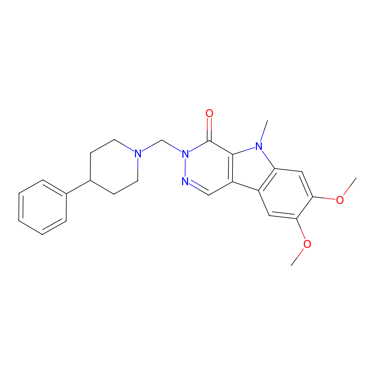 7,8-dimethoxy-5-methyl-3-[(4-phenylpiperidin-1-yl)methyl]-3,5-dihydro-4H-pyridazino[4,5-b]indol-4-one molecular structure, CAS 1401595-94-5