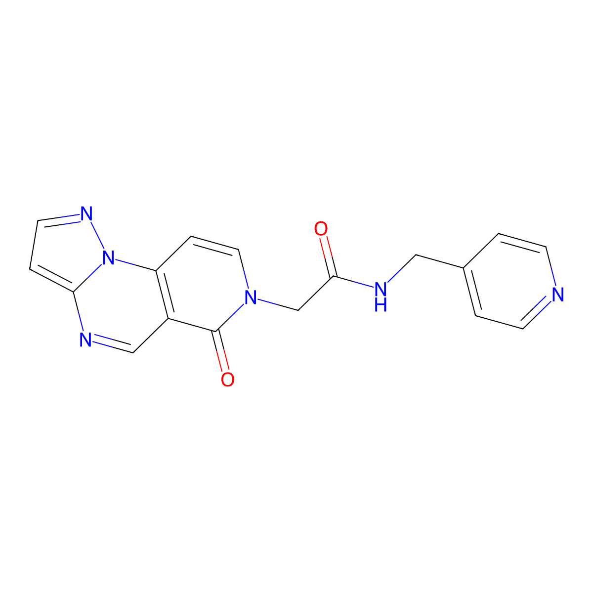 2-[6-oxopyrazolo[1,5-a]pyrido[3,4-e]pyrimidin-7(6H)-yl]-N-(4-pyridylmethyl)acetamide molecular structure, CAS 1401596-08-4