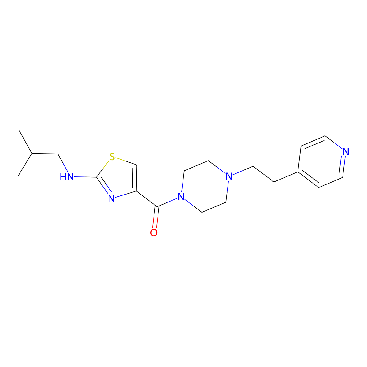 [2-(Isobutylamino)-1,3-thiazol-4-yl]{4-[2-(4-pyridyl)ethyl]piperazino}methanone molecular structure, CAS 1401596-36-8