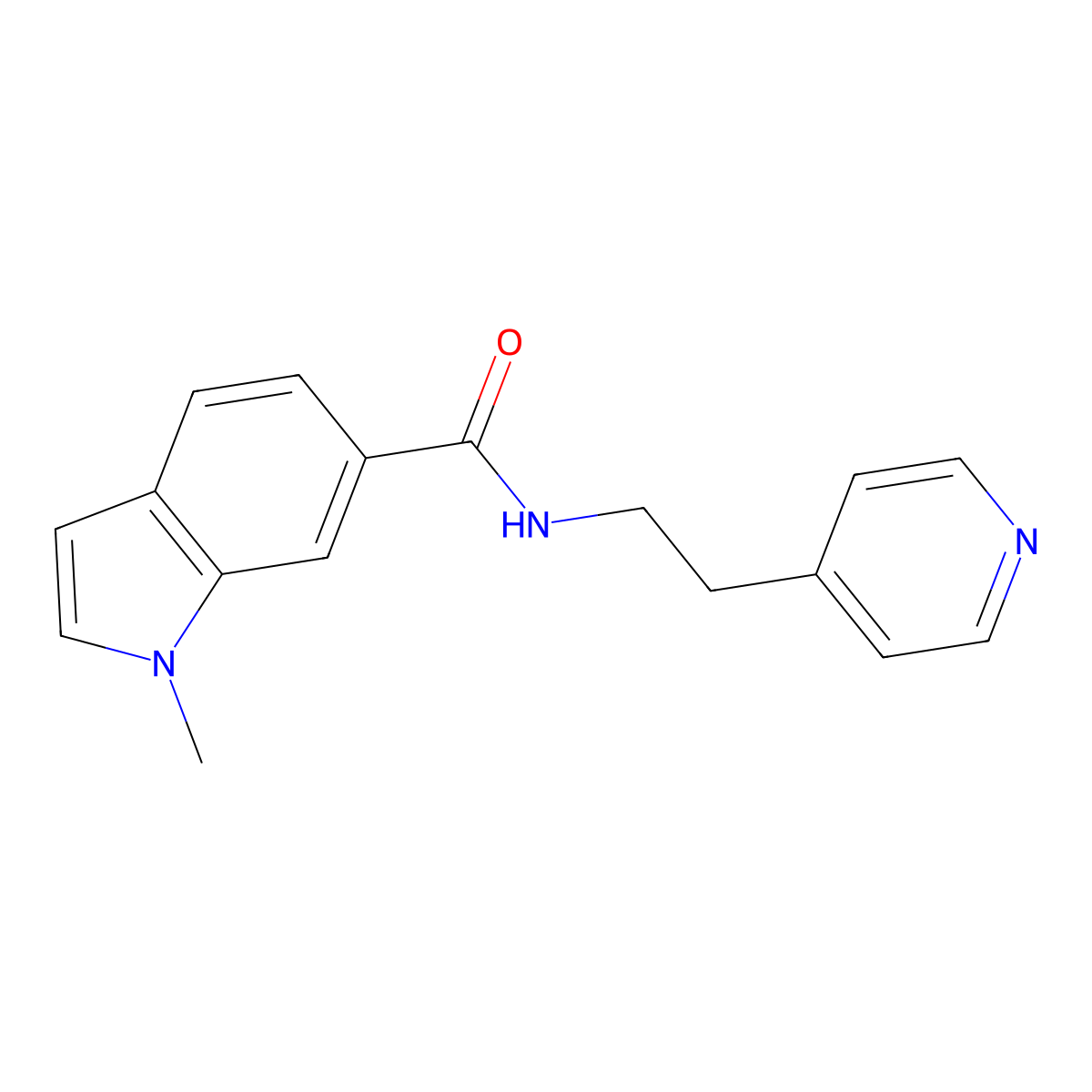 1-methyl-N-[2-(pyridin-4-yl)ethyl]-1H-indole-6-carboxamide molecular structure, CAS 1401596-44-8