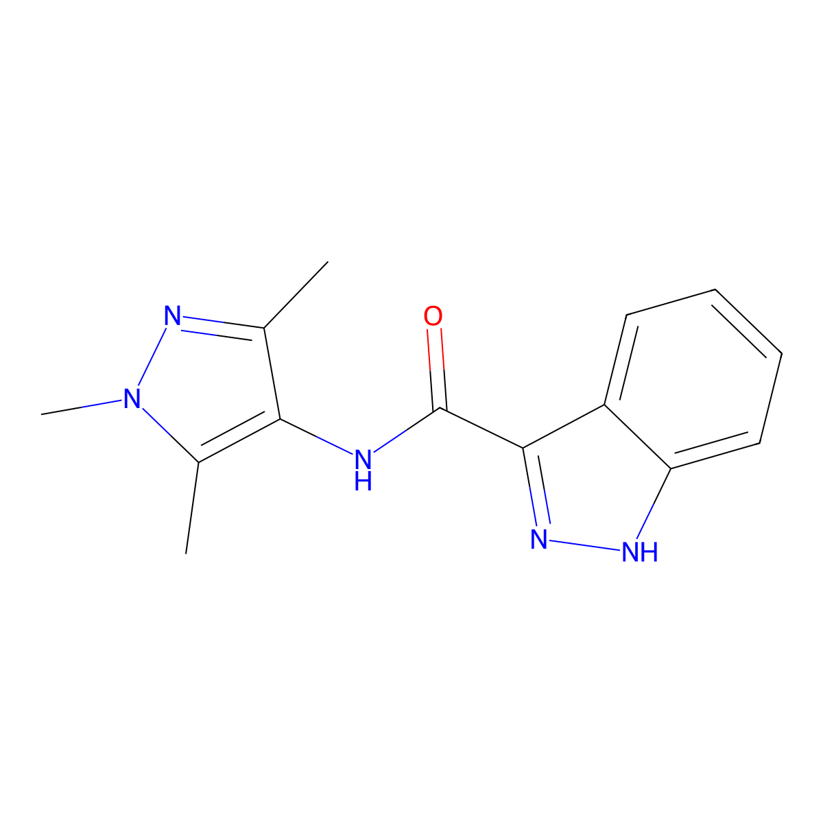 N-(1,3,5-trimethyl-1H-pyrazol-4-yl)-1H-indazole-3-carboxamide molecular structure, CAS 1401596-45-9