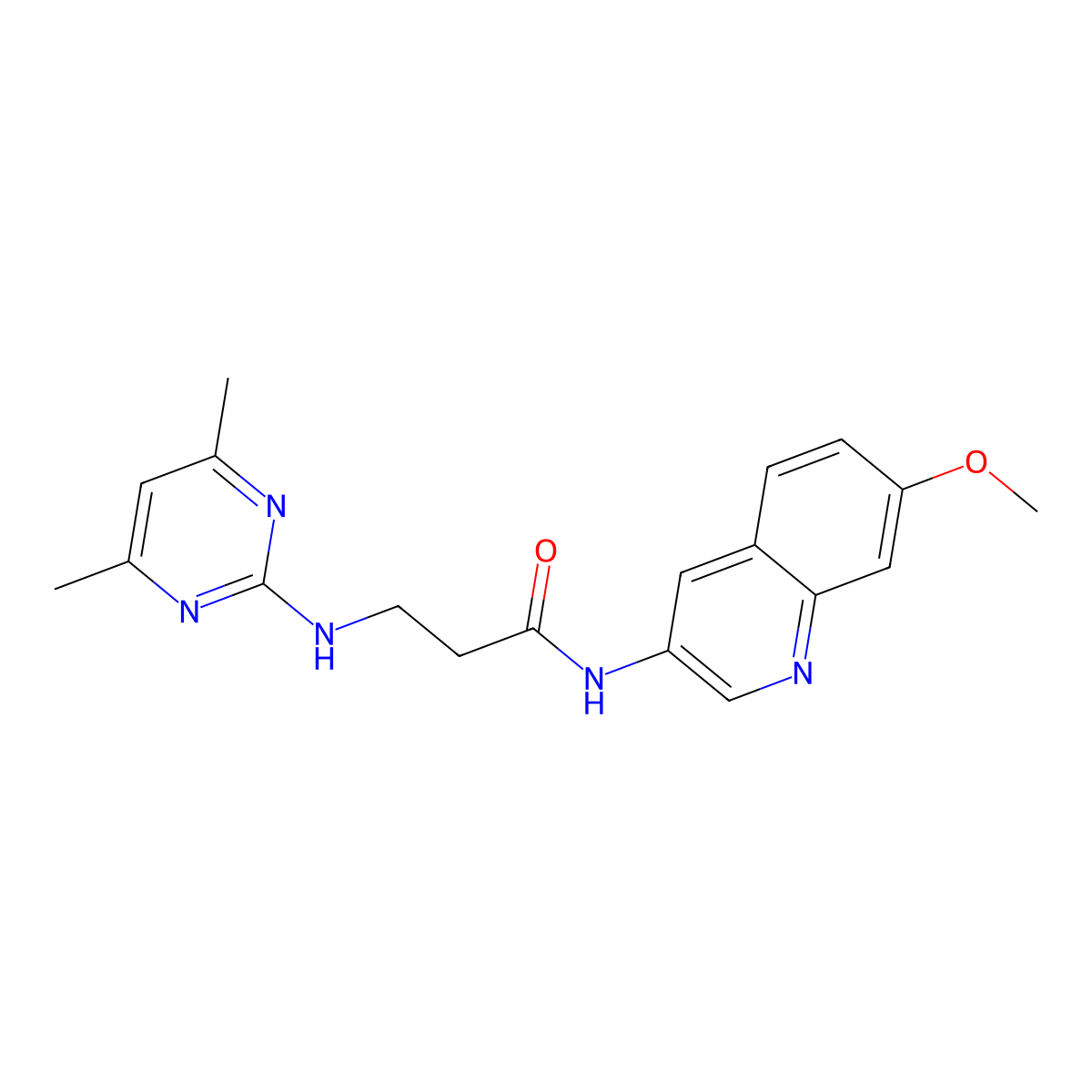 N~3~-(4,6-dimethylpyrimidin-2-yl)-N-(7-methoxyquinolin-3-yl)-beta-alaninamide molecular structure, CAS 1401596-67-5