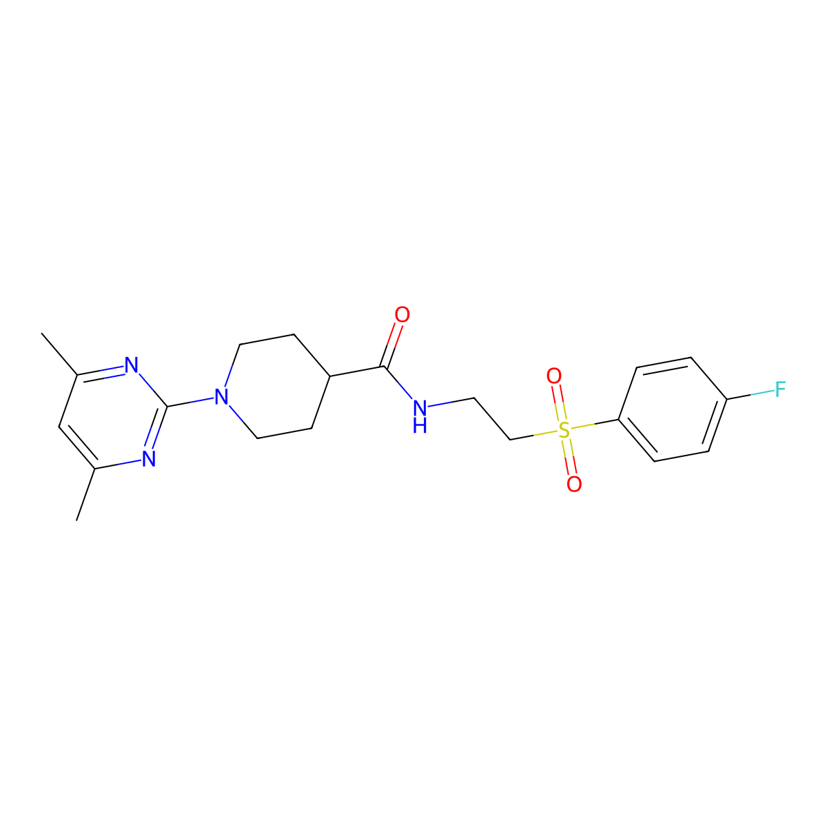 1-(4,6-dimethylpyrimidin-2-yl)-N-{2-[(4-fluorophenyl)sulfonyl]ethyl}piperidine-4-carboxamide molecular structure, CAS 1401596-81-3