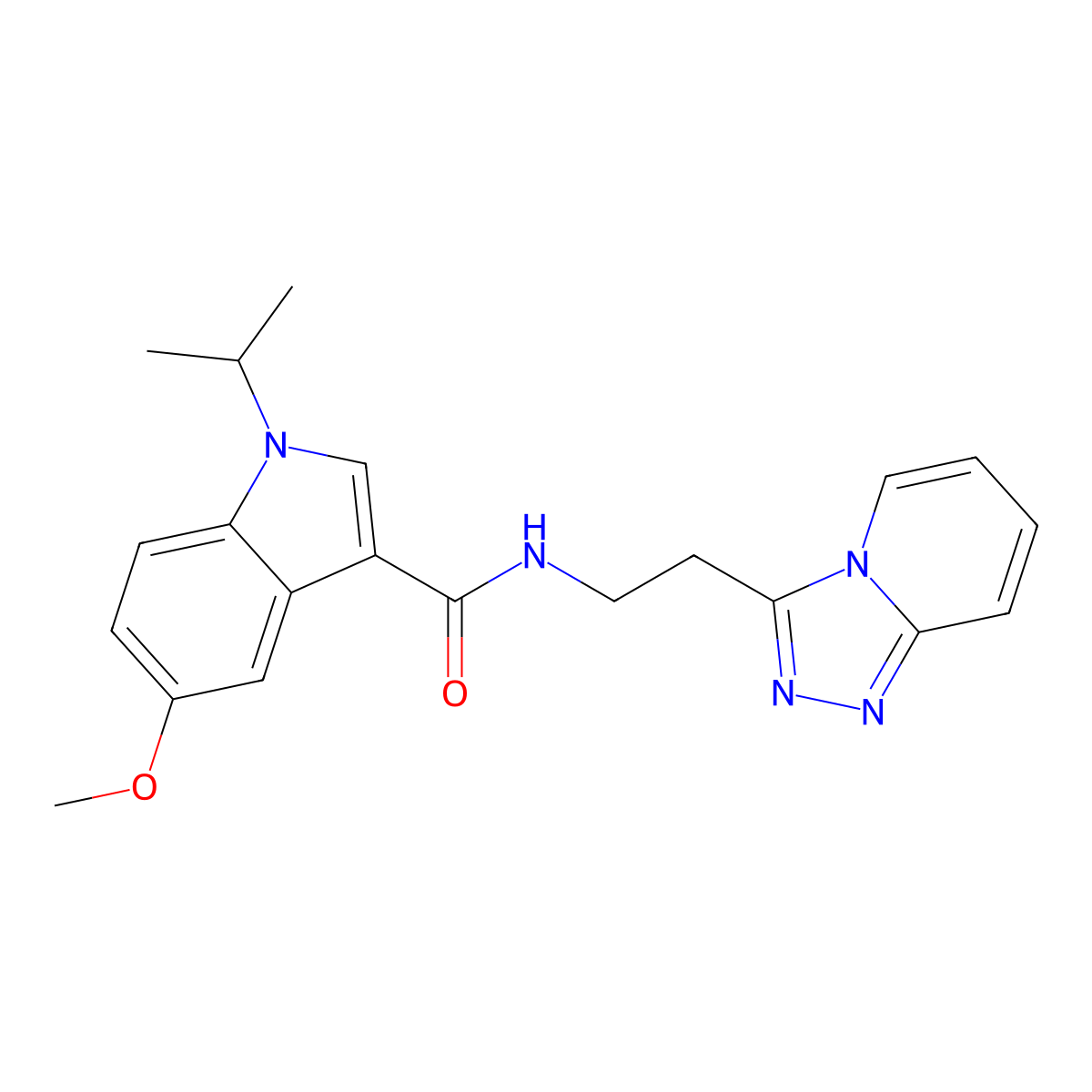 N-(2-([1,2,4]triazolo[4,3-a]pyridin-3-yl)ethyl)-1-isopropyl-5-methoxy-1H-indole-3-carboxamide molecular structure, CAS 1401597-03-2