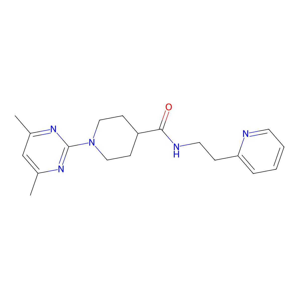 1-(4,6-dimethylpyrimidin-2-yl)-N-[2-(pyridin-2-yl)ethyl]piperidine-4-carboxamide molecular structure, CAS 1401597-06-5