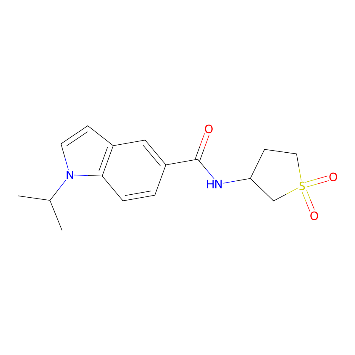 N-(1,1-dioxidotetrahydrothiophen-3-yl)-1-(propan-2-yl)-1H-indole-5-carboxamide molecular structure, CAS 1401597-15-6