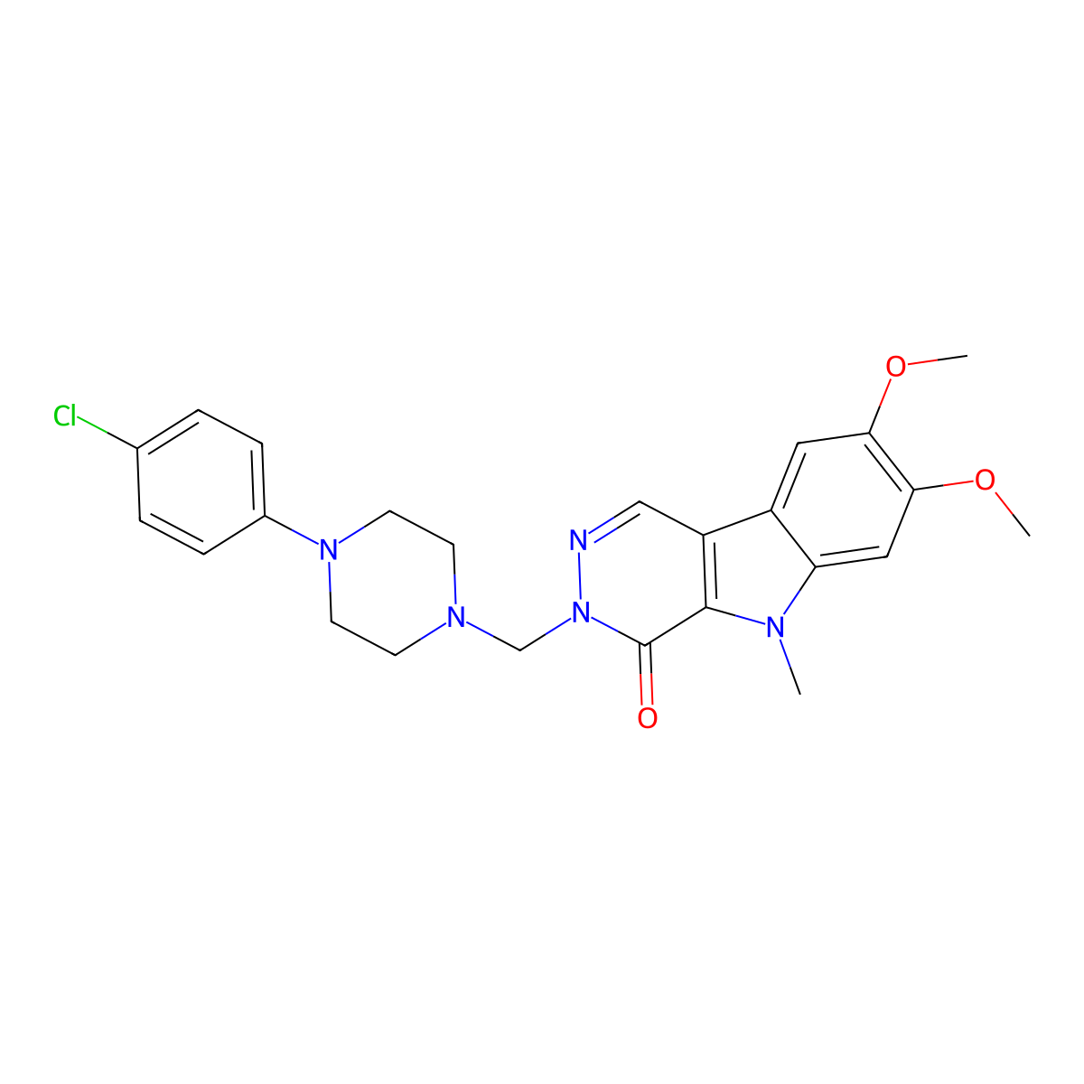 3-{[4-(4-chlorophenyl)piperazin-1-yl]methyl}-7,8-dimethoxy-5-methyl-3,5-dihydro-4H-pyridazino[4,5-b]indol-4-one molecular structure, CAS 1401597-21-4