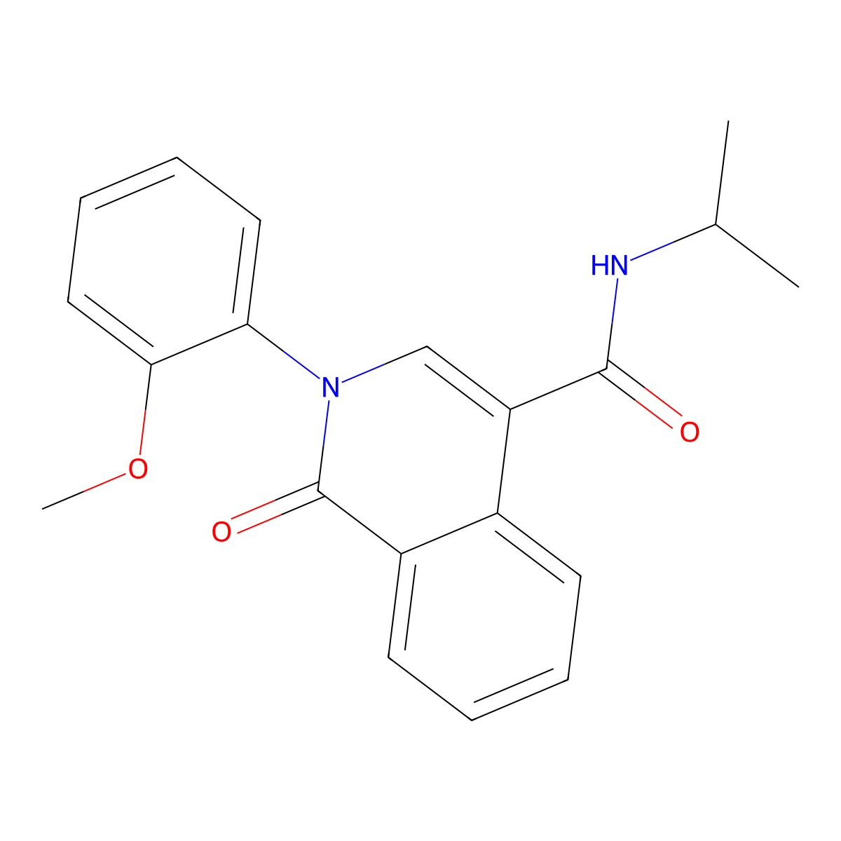 N~4~-isopropyl-2-(2-methoxyphenyl)-1-oxo-1,2-dihydro-4-isoquinolinecarboxamide molecular structure, CAS 1401597-26-9