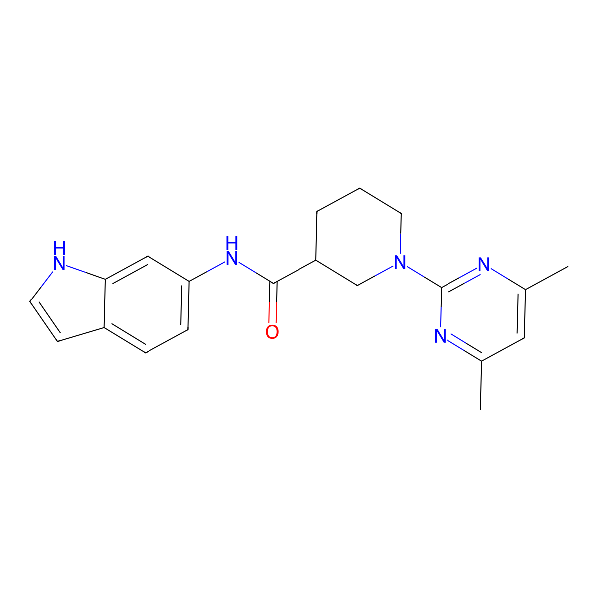 1-(4,6-dimethylpyrimidin-2-yl)-N-(1H-indol-6-yl)piperidine-3-carboxamide molecular structure, CAS 1401597-27-0
