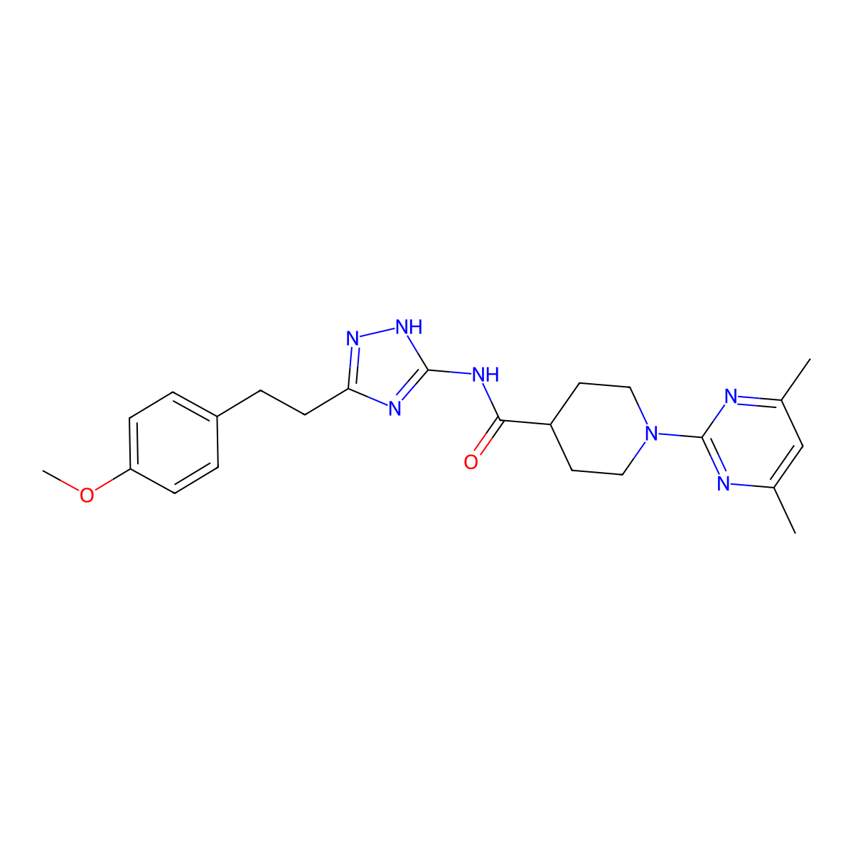 1-(4,6-dimethylpyrimidin-2-yl)-N-{3-[2-(4-methoxyphenyl)ethyl]-1H-1,2,4-triazol-5-yl}piperidine-4-carboxamide molecular structure, CAS 1401597-28-1