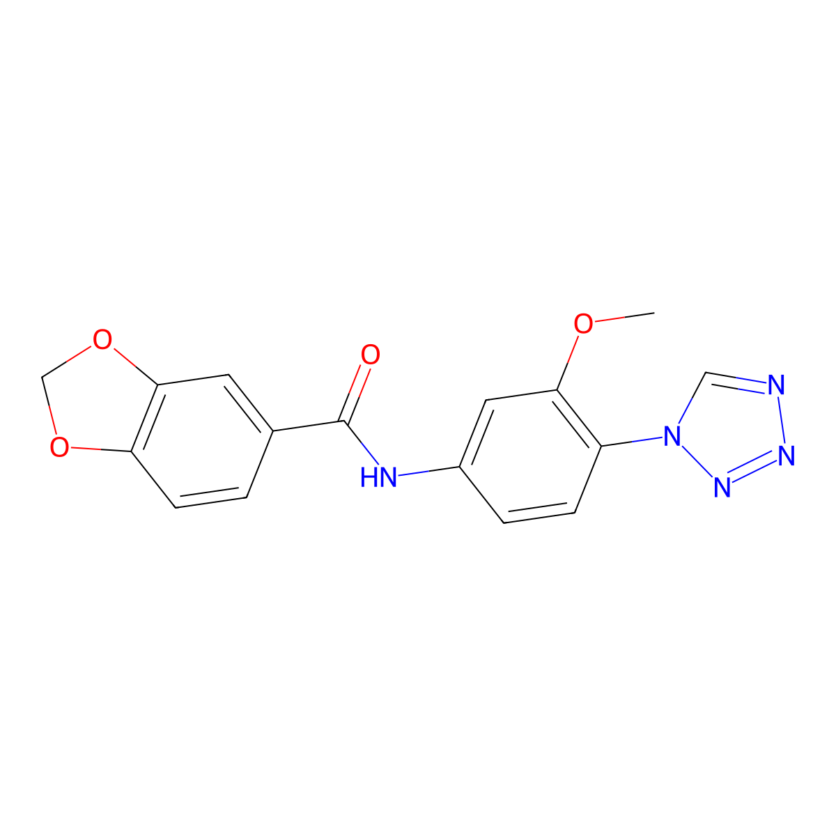 N-[3-methoxy-4-(1H-tetrazol-1-yl)phenyl]-1,3-benzodioxole-5-carboxamide molecular structure, CAS 1401597-64-5