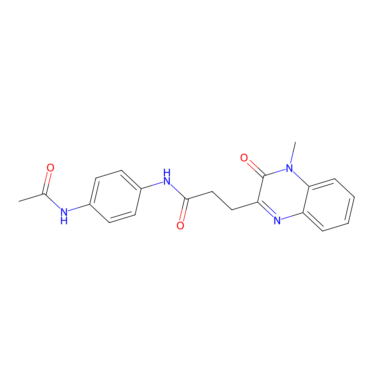 N-(4-acetamidophenyl)-3-(4-methyl-3-oxo-3,4-dihydroquinoxalin-2-yl)propanamide molecular structure, CAS 1401597-68-9