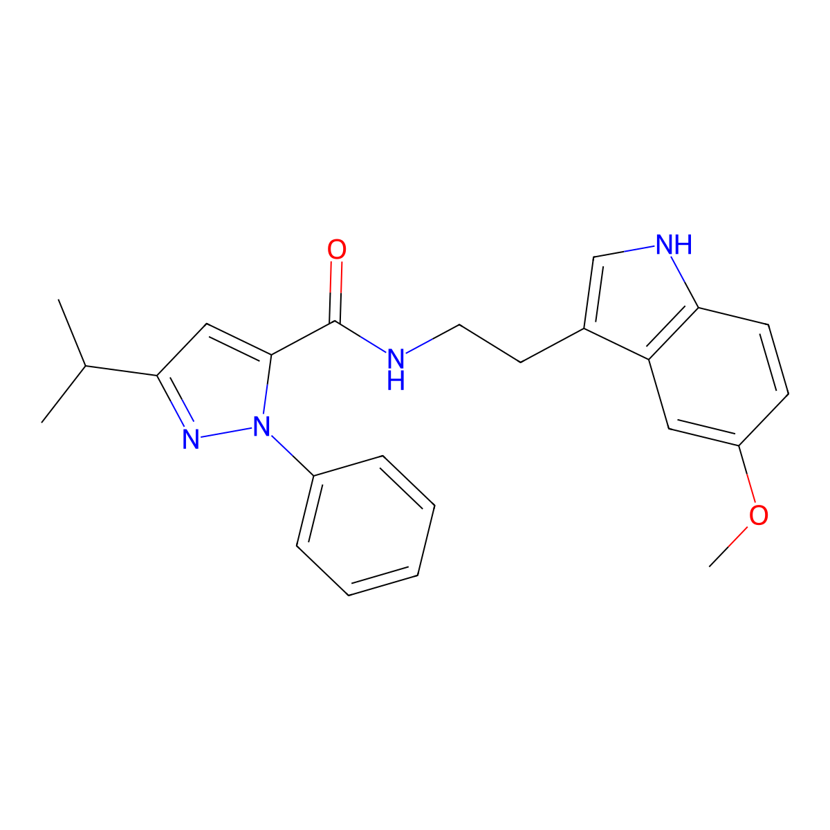 N-[2-(5-methoxy-1H-indol-3-yl)ethyl]-1-phenyl-3-(propan-2-yl)-1H-pyrazole-5-carboxamide molecular structure, CAS 1401598-01-3