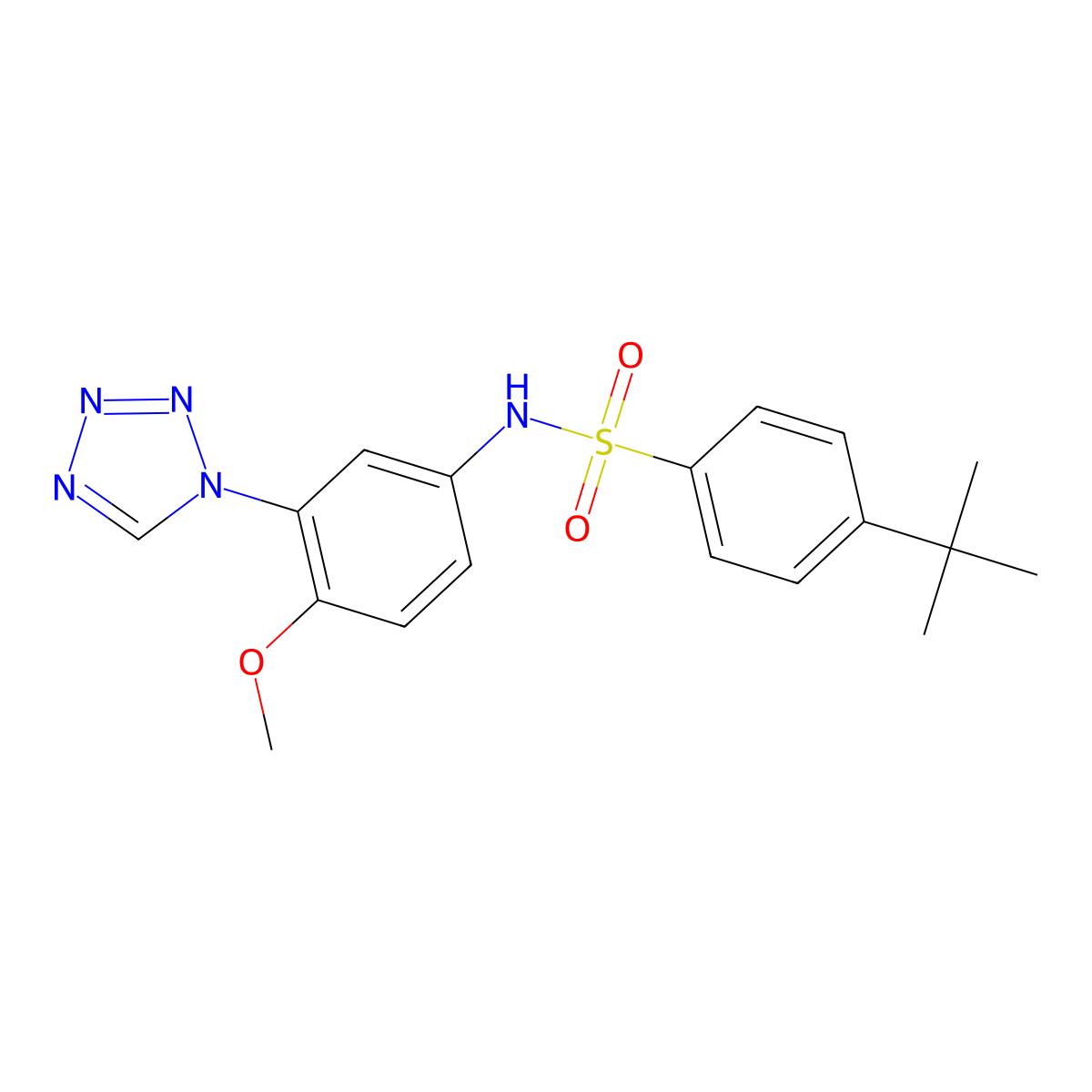 4-tert-butyl-N-[4-methoxy-3-(1H-tetrazol-1-yl)phenyl]benzenesulfonamide molecular structure, CAS 1401598-04-6