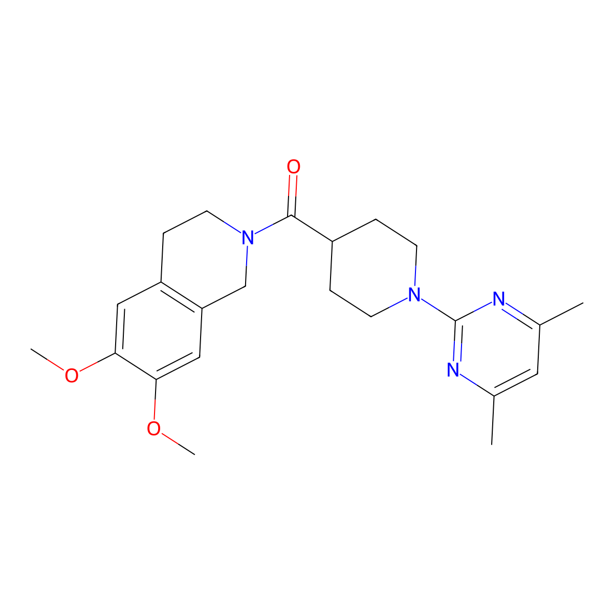 (6,7-dimethoxy-3,4-dihydroisoquinolin-2(1H)-yl)[1-(4,6-dimethylpyrimidin-2-yl)piperidin-4-yl]methanone molecular structure, CAS 1401598-09-1