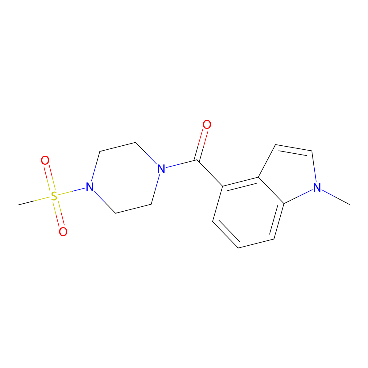(1-methyl-1H-indol-4-yl)[4-(methylsulfonyl)piperazin-1-yl]methanone molecular structure, CAS 1401598-10-4
