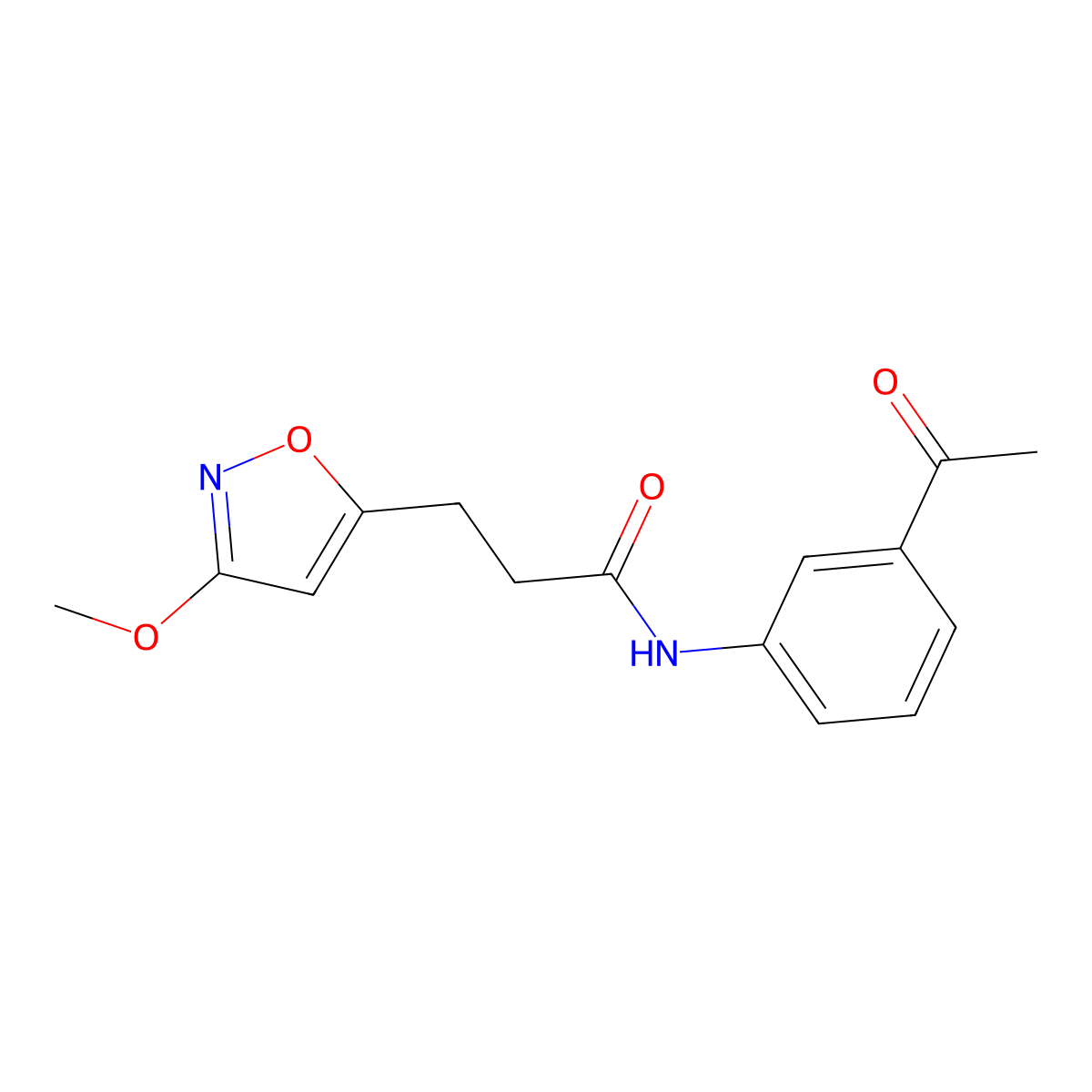 N-(3-acetylphenyl)-3-(3-methoxy-1,2-oxazol-5-yl)propanamide molecular structure, CAS 1401598-20-6