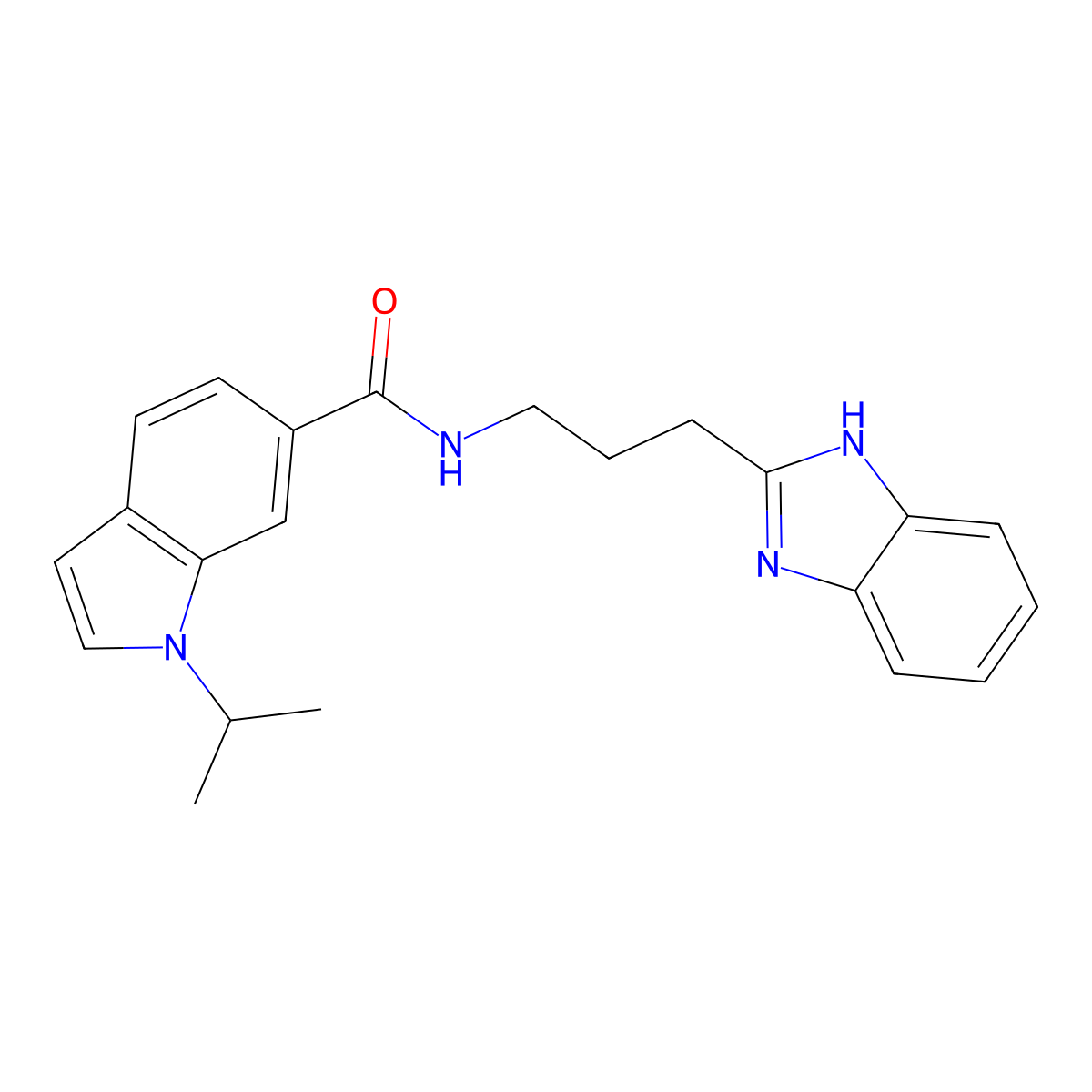 N-(3-(1H-benzo[d]imidazol-2-yl)propyl)-1-isopropyl-1H-indole-6-carboxamide molecular structure, CAS 1401598-24-0