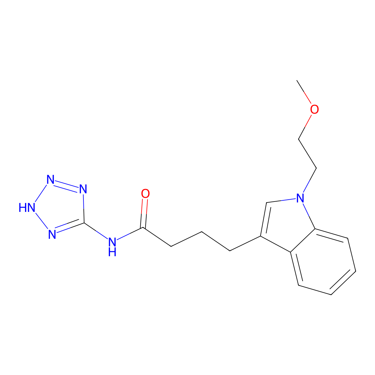 4-[1-(2-methoxyethyl)-1H-indol-3-yl]-N-(1H-tetrazol-5-yl)butanamide molecular structure, CAS 1401598-46-6