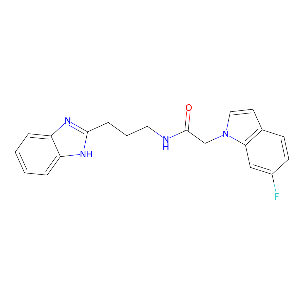 N-[3-(1H-benzimidazol-2-yl)propyl]-2-(6-fluoro-1H-indol-1-yl)acetamide molecular structure, CAS 1401598-55-7