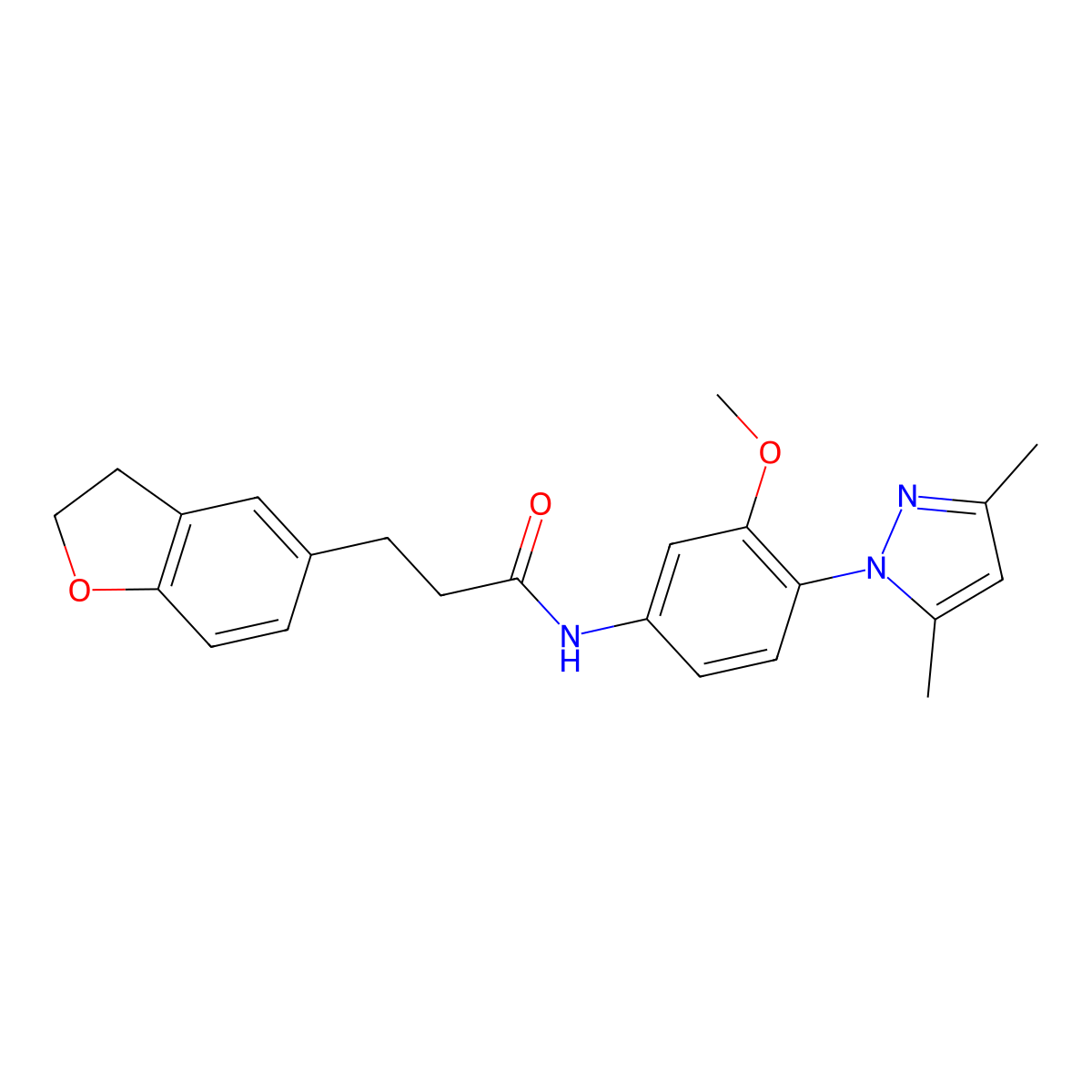 3-(2,3-dihydro-1-benzofuran-5-yl)-N-[4-(3,5-dimethyl-1H-pyrazol-1-yl)-3-methoxyphenyl]propanamide molecular structure, CAS 1401598-56-8