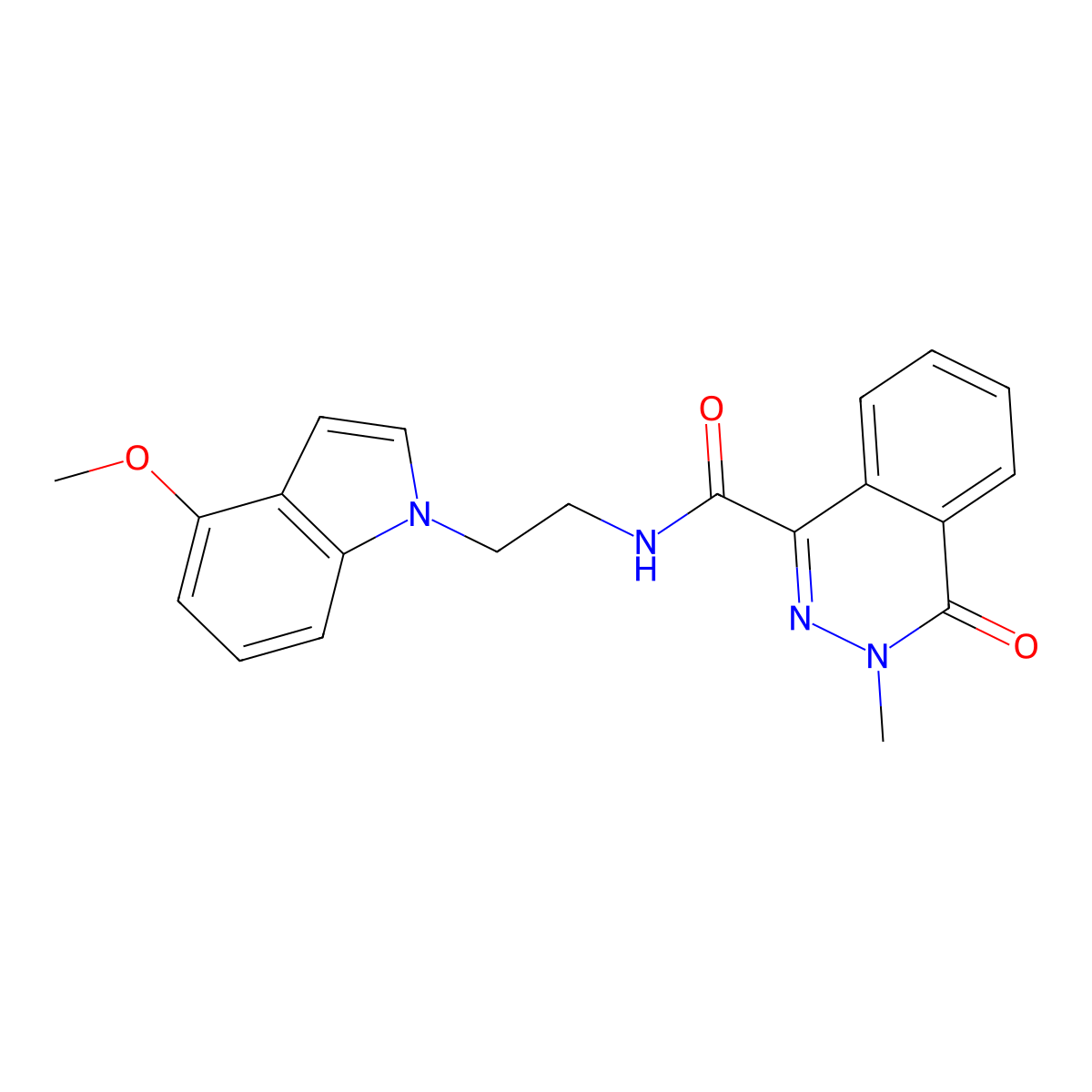 N-[2-(4-methoxy-1H-indol-1-yl)ethyl]-3-methyl-4-oxo-3,4-dihydro-1-phthalazinecarboxamide molecular structure, CAS 1401598-58-0