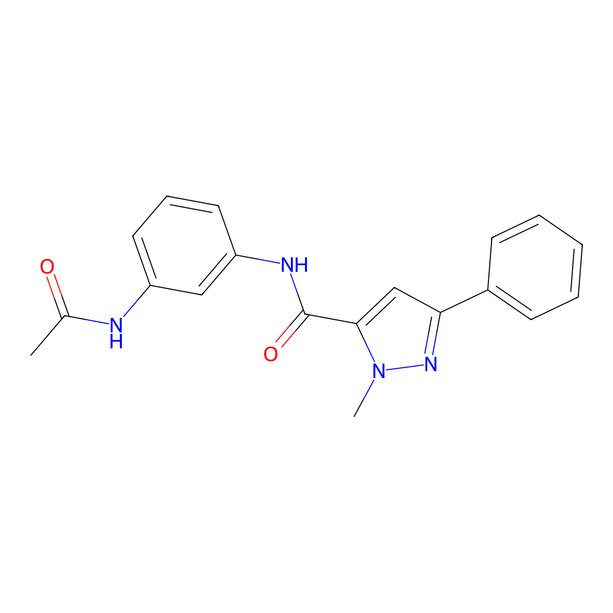 N-[3-(acetylamino)phenyl]-1-methyl-3-phenyl-1H-pyrazole-5-carboxamide molecular structure, CAS 1401598-59-1