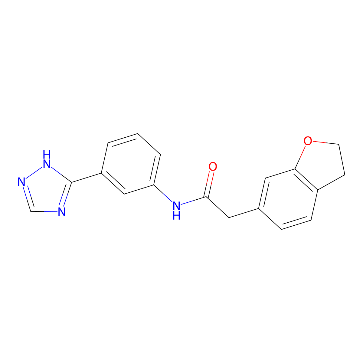 2-(2,3-dihydro-1-benzofuran-6-yl)-N-[3-(1H-1,2,4-triazol-3-yl)phenyl]acetamide molecular structure, CAS 1401598-61-5