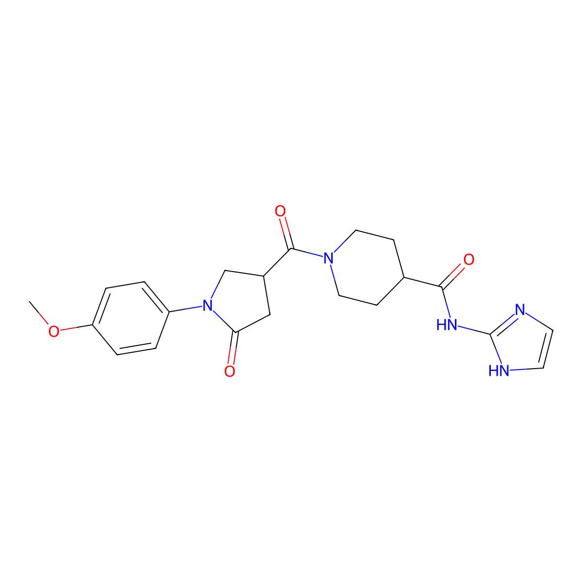 N-(1H-imidazol-2-yl)-1-{[1-(4-methoxyphenyl)-5-oxopyrrolidin-3-yl]carbonyl}piperidine-4-carboxamide molecular structure, CAS 1401598-85-3