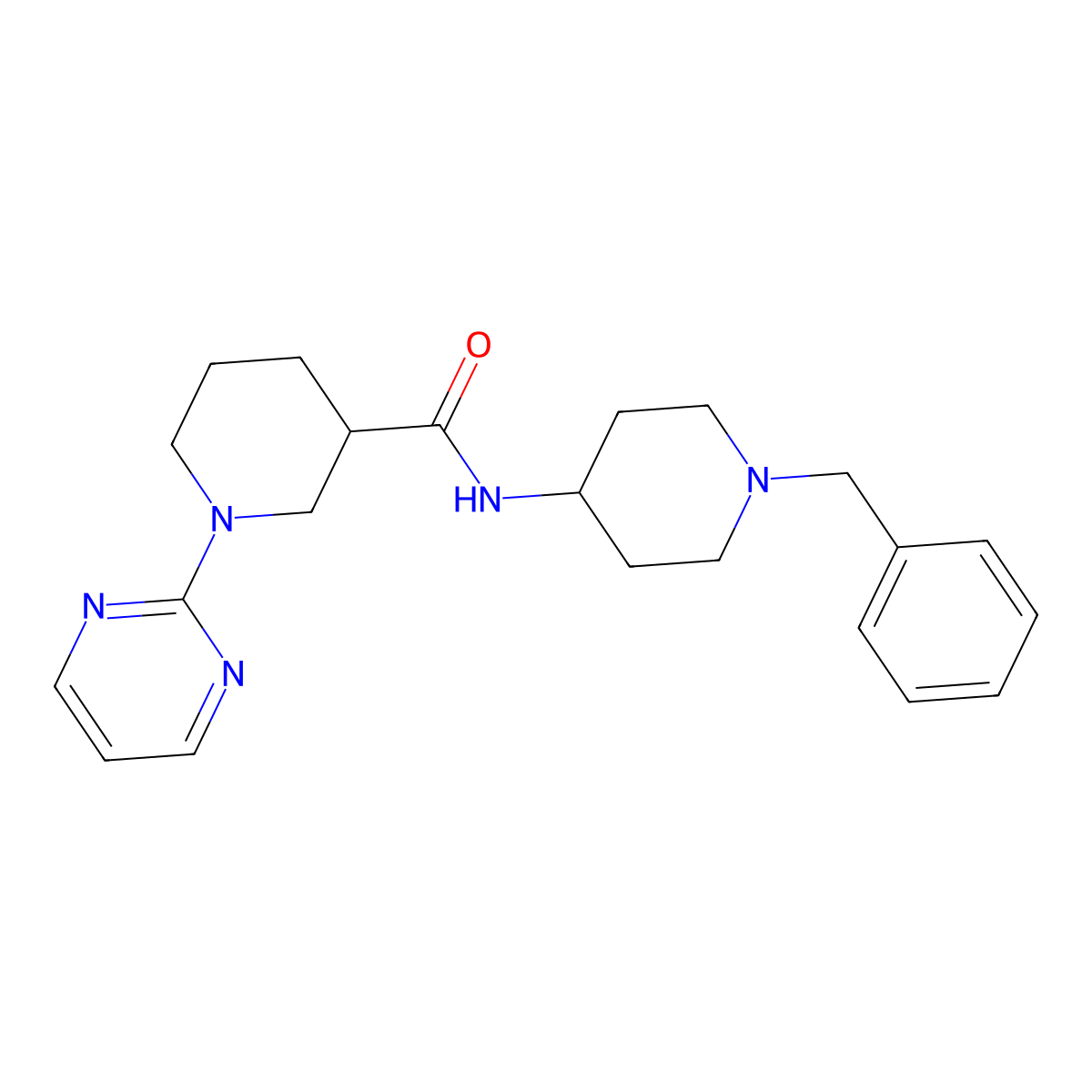 N-(1-benzylpiperidin-4-yl)-1-(pyrimidin-2-yl)piperidine-3-carboxamide molecular structure, CAS 1401598-87-5