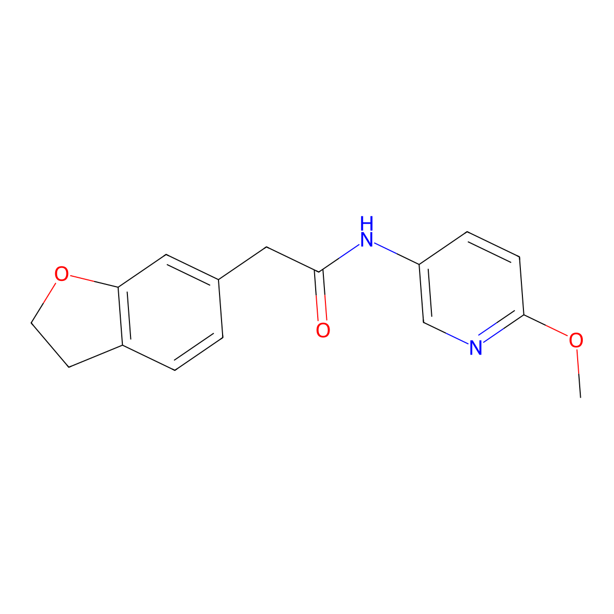 2-(2,3-dihydro-1-benzofuran-6-yl)-N-(6-methoxypyridin-3-yl)acetamide molecular structure, CAS 1401598-94-4