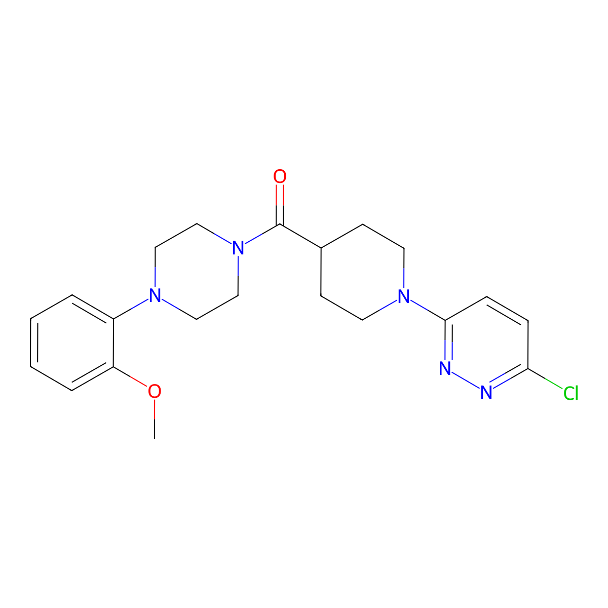 [1-(6-Chloro-3-pyridazinyl)-4-piperidyl][4-(2-methoxyphenyl)piperazino]methanone molecular structure, CAS 1401598-96-6