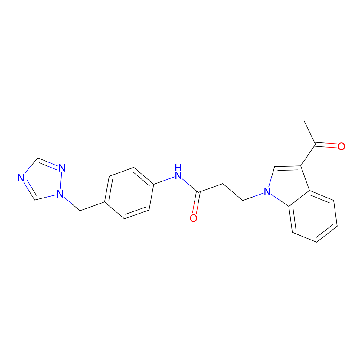 3-(3-acetyl-1H-indol-1-yl)-N-[4-(1H-1,2,4-triazol-1-ylmethyl)phenyl]propanamide molecular structure, CAS 1401599-05-0