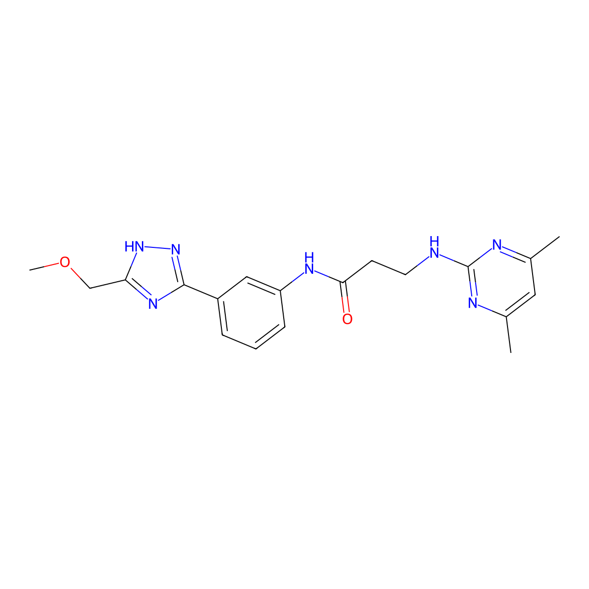 N~3~-(4,6-dimethylpyrimidin-2-yl)-N-{3-[5-(methoxymethyl)-1H-1,2,4-triazol-3-yl]phenyl}-beta-alaninamide molecular structure, CAS 1401599-35-6