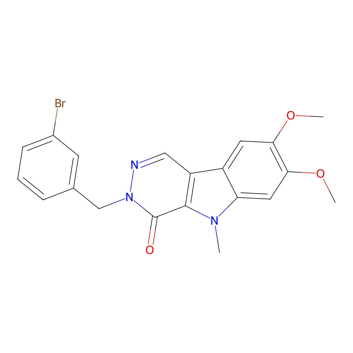 3-(3-bromobenzyl)-7,8-dimethoxy-5-methyl-3,5-dihydro-4H-pyridazino[4,5-b]indol-4-one molecular structure, CAS 1401599-38-9