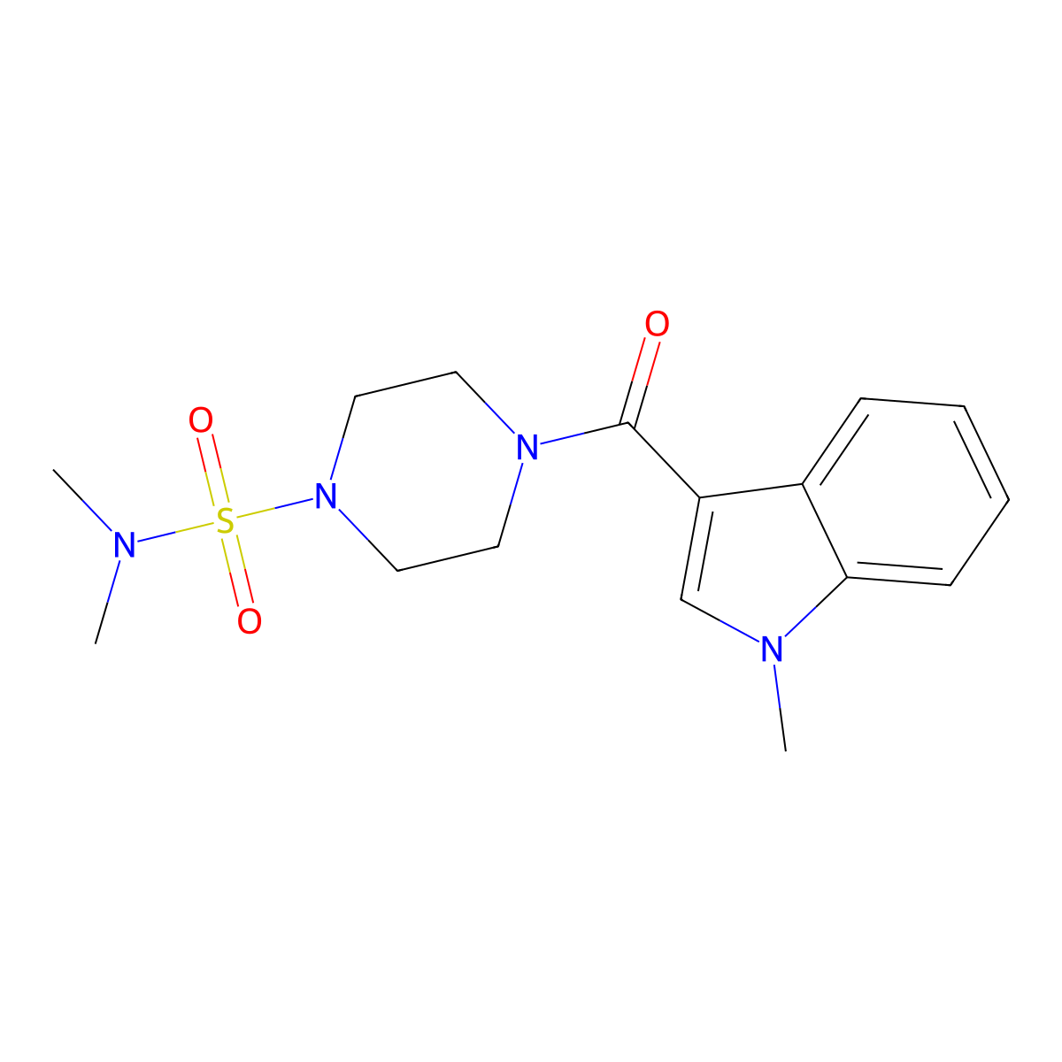 N,N-dimethyl-4-[(1-methyl-1H-indol-3-yl)carbonyl]piperazine-1-sulfonamide molecular structure, CAS 1401599-40-3