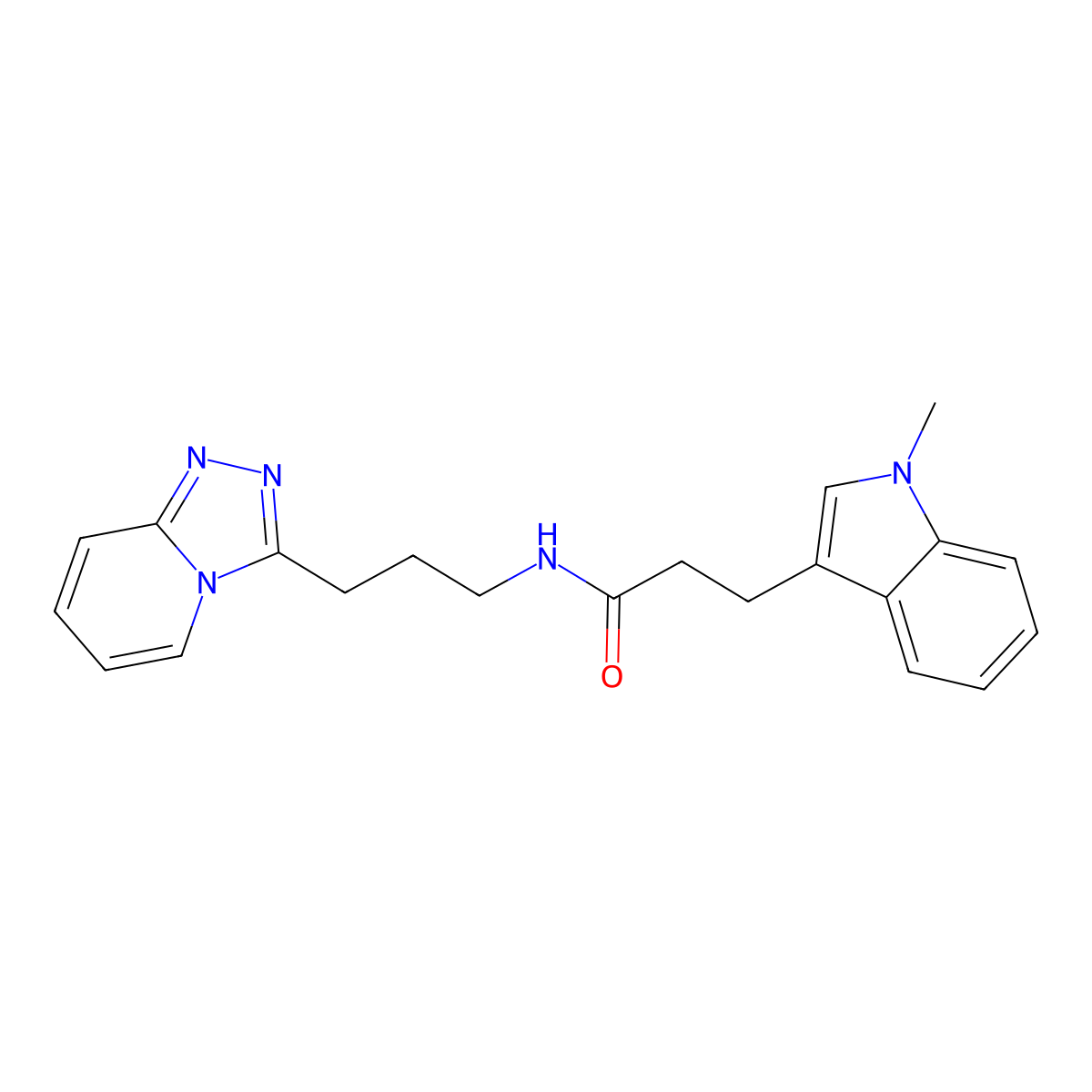 3-(1-methyl-1H-indol-3-yl)-N-[3-([1,2,4]triazolo[4,3-a]pyridin-3-yl)propyl]propanamide molecular structure, CAS 1401599-43-6