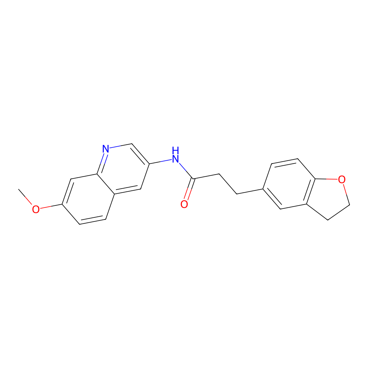 3-(2,3-dihydro-1-benzofuran-5-yl)-N-(7-methoxyquinolin-3-yl)propanamide molecular structure, CAS 1401599-50-5