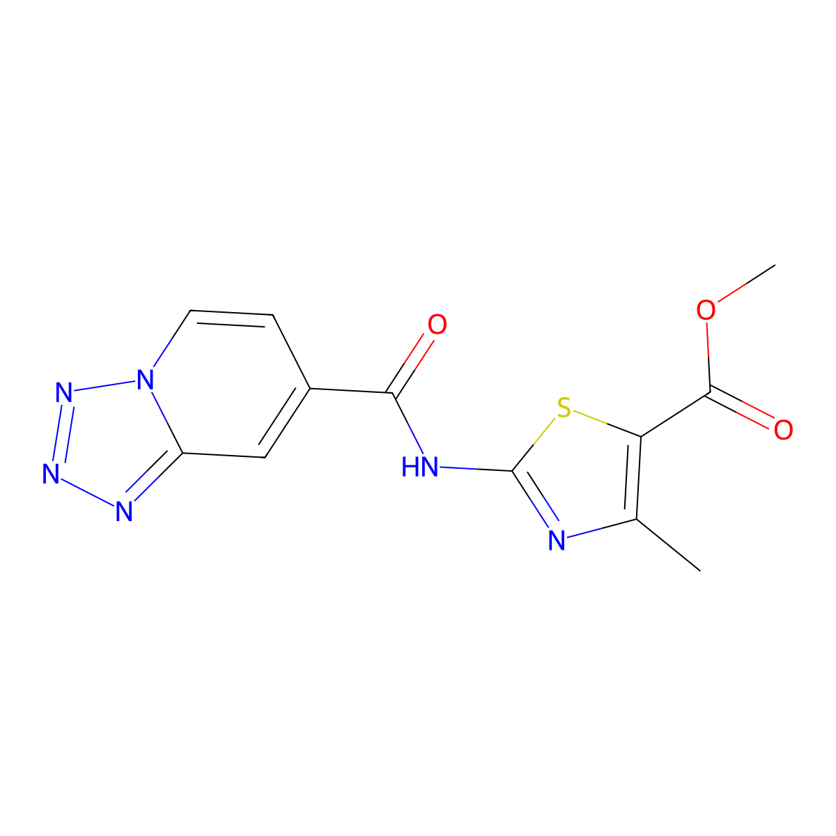 Methyl 4-methyl-2-[(tetrazolo[1,5-a]pyridin-7-ylcarbonyl)amino]-1,3-thiazole-5-carboxylate molecular structure, CAS 1401599-78-7
