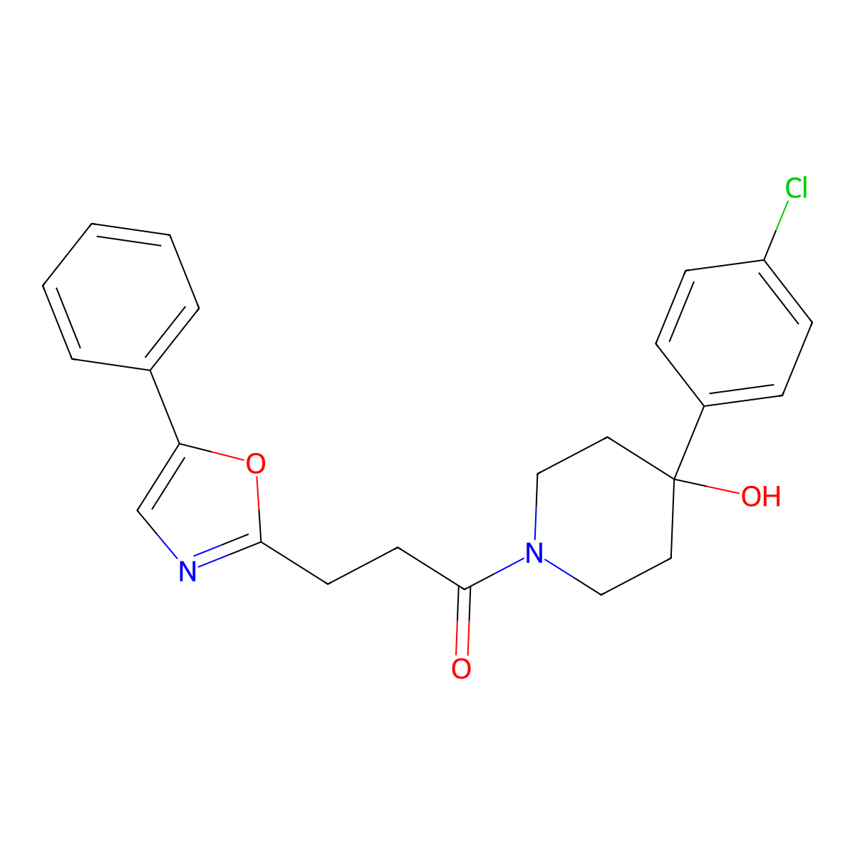 1-[4-(4-Chlorophenyl)-4-hydroxypiperidin-1-yl]-3-(5-phenyl-1,3-oxazol-2-yl)propan-1-one molecular structure, CAS 1401599-94-7