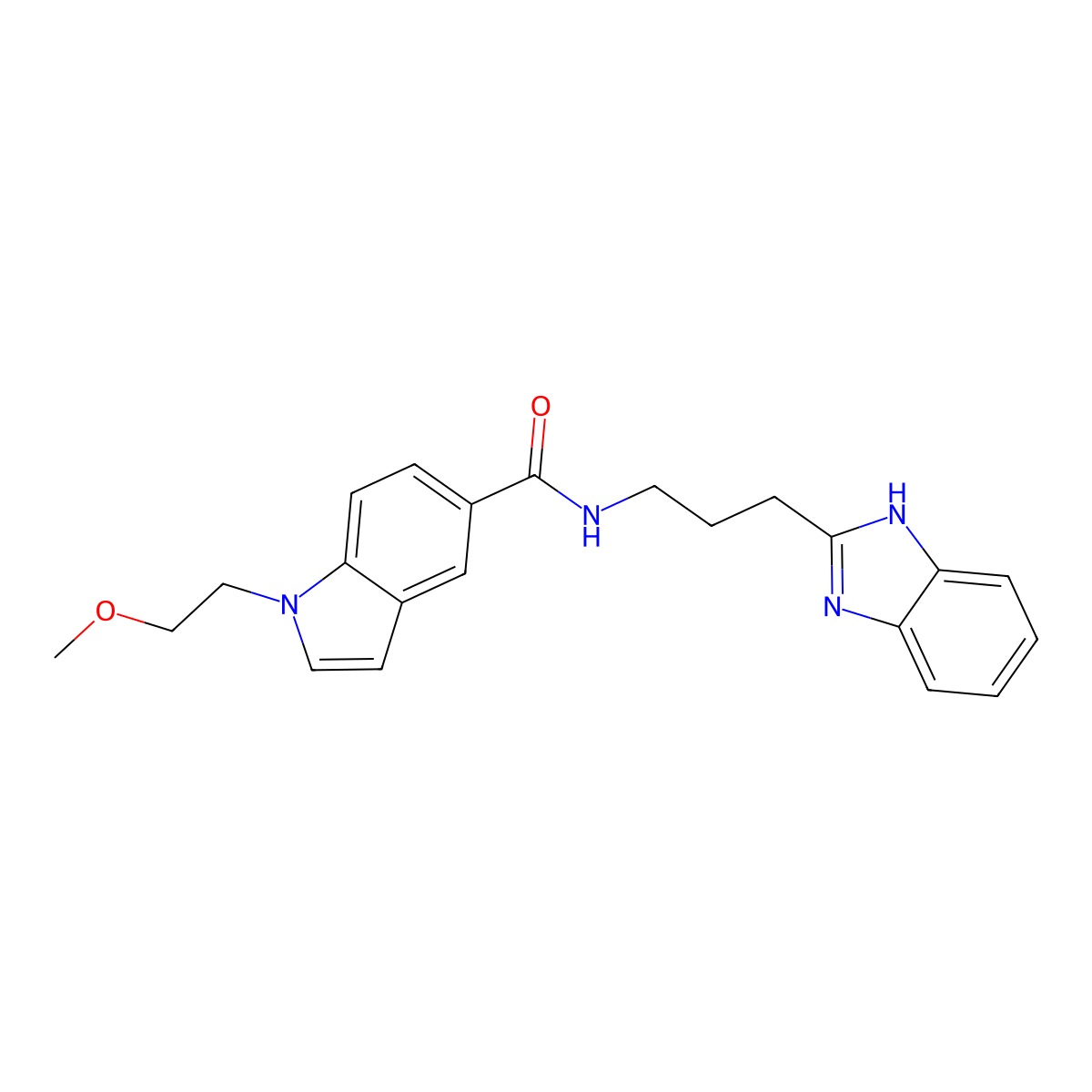 N-[3-(1H-benzimidazol-2-yl)propyl]-1-(2-methoxyethyl)-1H-indole-5-carboxamide molecular structure, CAS 1401600-14-3