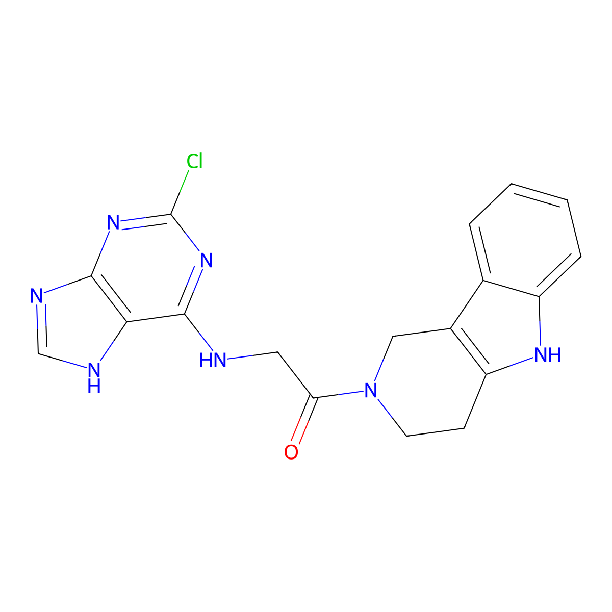 2-[(2-chloro-9H-purin-6-yl)amino]-1-(1,3,4,5-tetrahydro-2H-pyrido[4,3-b]indol-2-yl)ethanone molecular structure, CAS 1401600-28-9