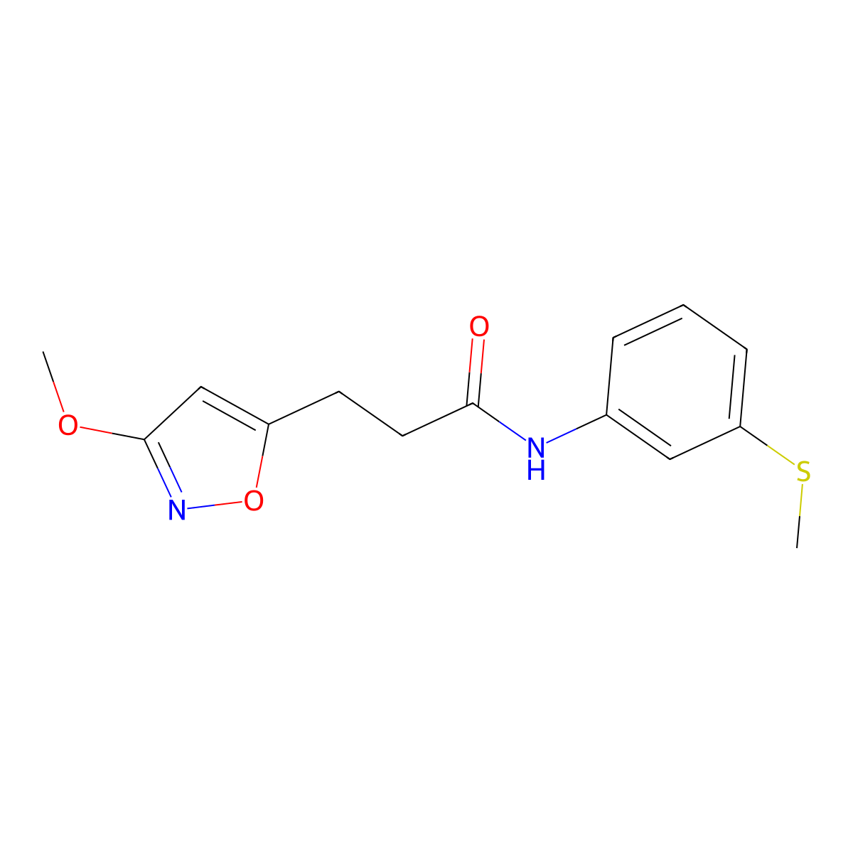 3-(3-methoxy-1,2-oxazol-5-yl)-N-[3-(methylsulfanyl)phenyl]propanamide molecular structure, CAS 1401600-39-2