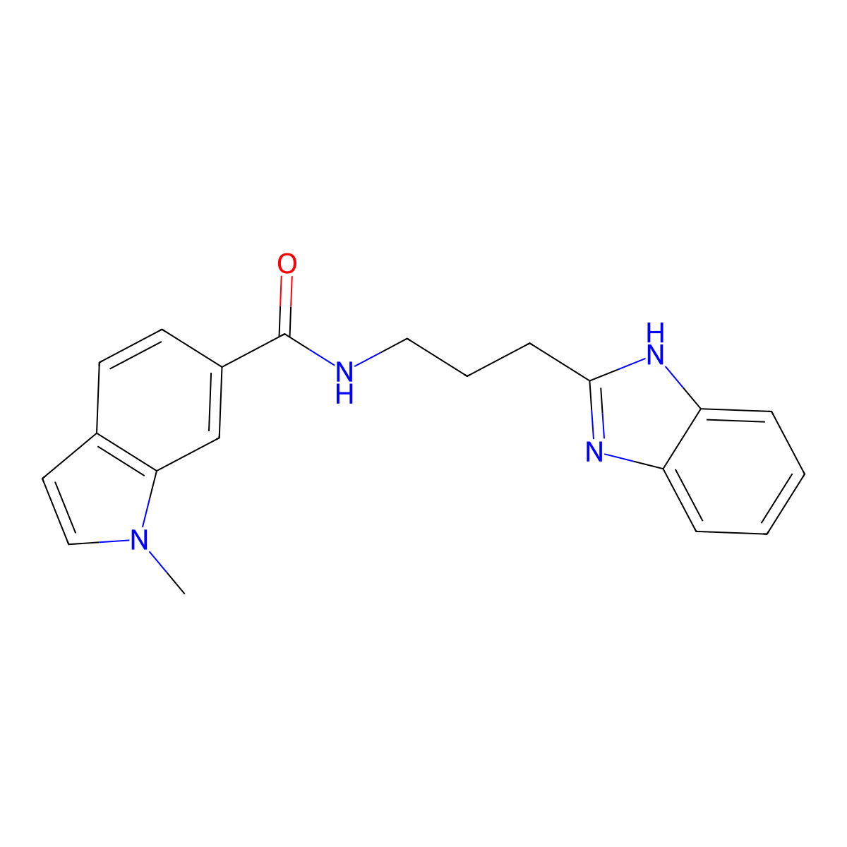 N-[3-(1H-benzimidazol-2-yl)propyl]-1-methyl-1H-indole-6-carboxamide molecular structure, CAS 1401600-47-2