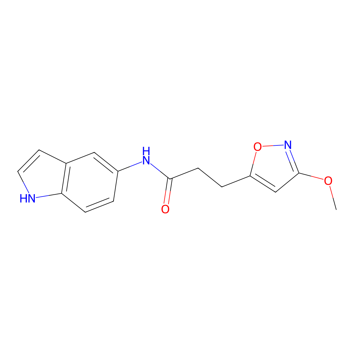 N-(1H-indol-5-yl)-3-(3-methoxy-1,2-oxazol-5-yl)propanamide molecular structure, CAS 1401600-48-3