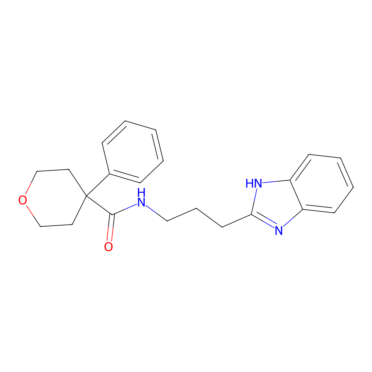 N-[3-(1H-benzimidazol-2-yl)propyl]-4-phenyltetrahydro-2H-pyran-4-carboxamide molecular structure, CAS 1401600-53-0
